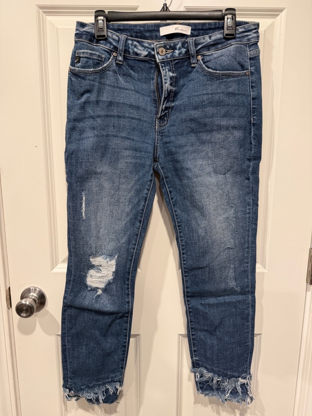 KanCan Distressed Dark Blue Cropped Ankle Jeans